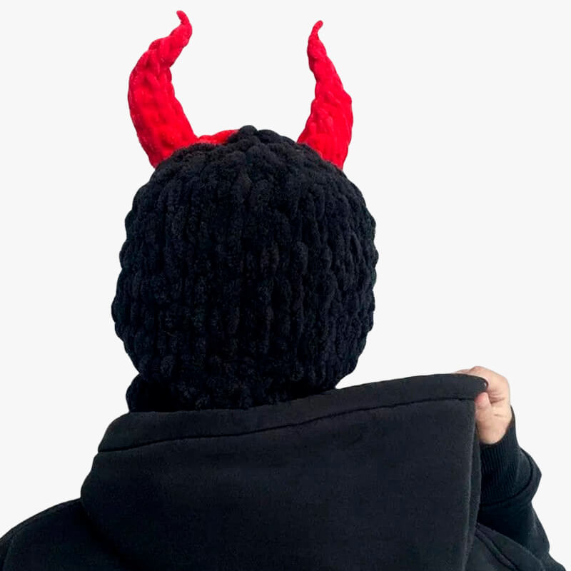 Devil Horns Balaclava Hat Full-Face Red Demon Girl