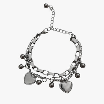 Double Chain Metal Hearts Bracelet - Aesthetic Clothes Shop