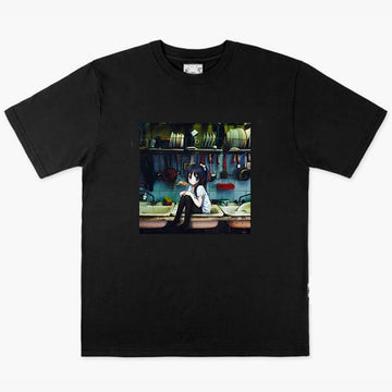 Dullcore Anime Girl in a Dirty Kitchen Sink T-Shirt