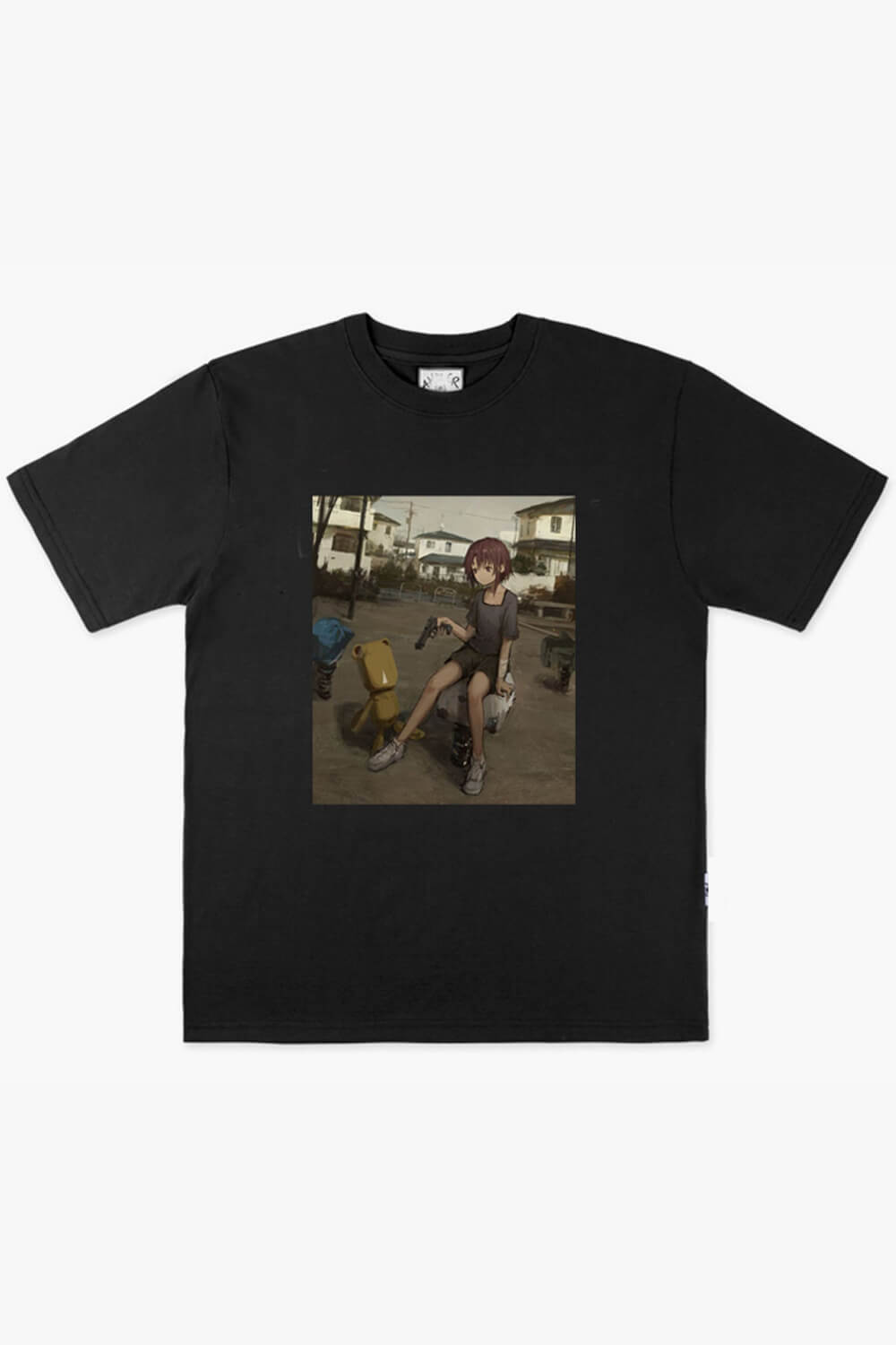 Dullcore Anime Girl with Gun Morute T-Shirt