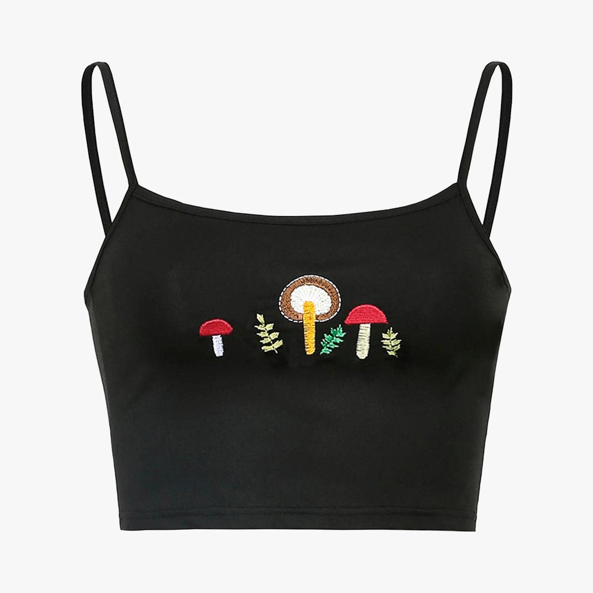 Forest Mushrooms Crop Top - Aesthetic Clothes Shop