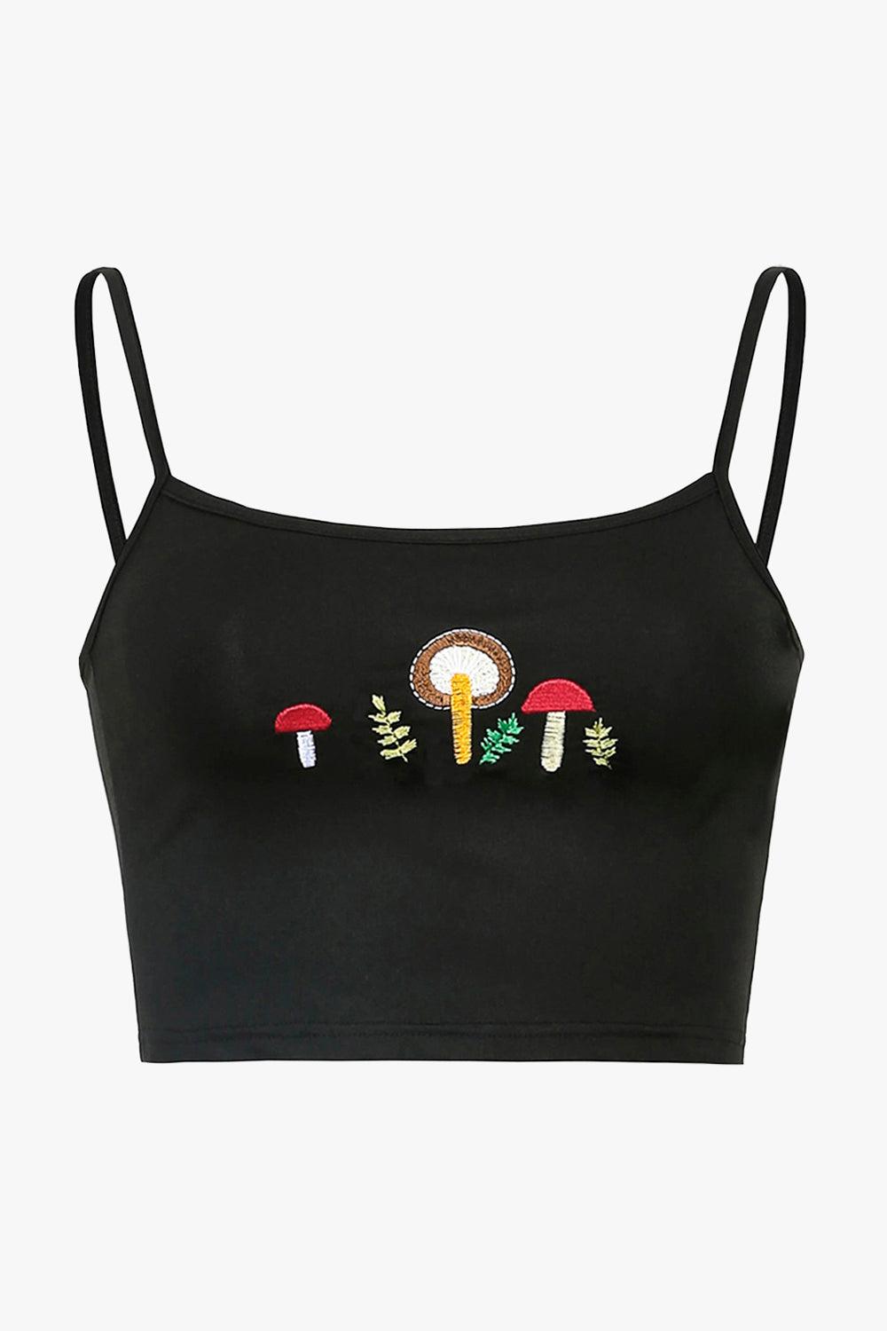 Forest Mushrooms Crop Top - Aesthetic Clothes Shop