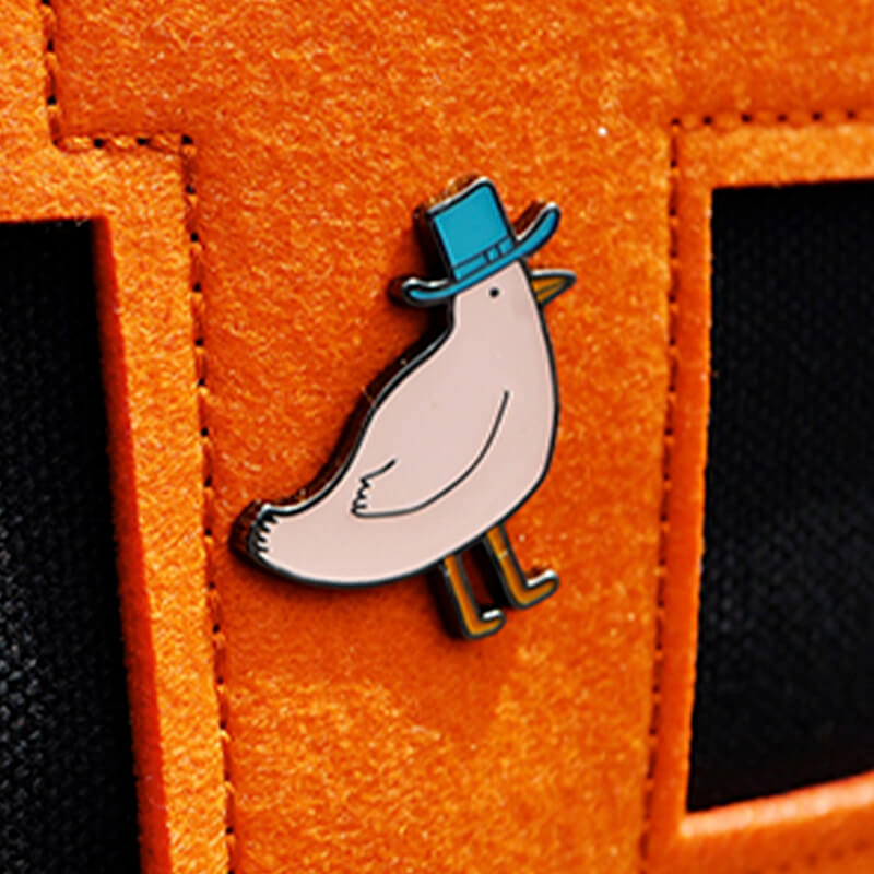 Gentlemen Bird Wearing a Hat Enamel Pin Brooch