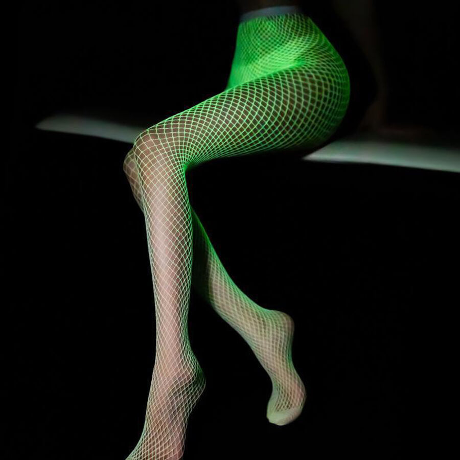 Glow in the Dark Fishnet Stockings, Luminous Sexy Green Fishnets