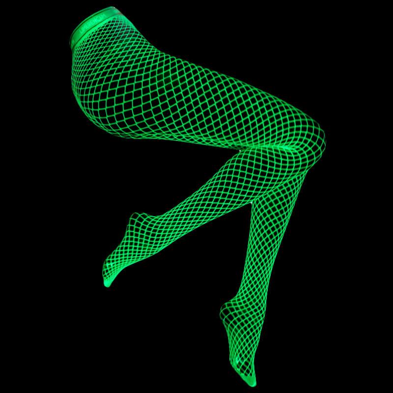 Glow in the Dark Fishnet Stockings White Rave Fashion