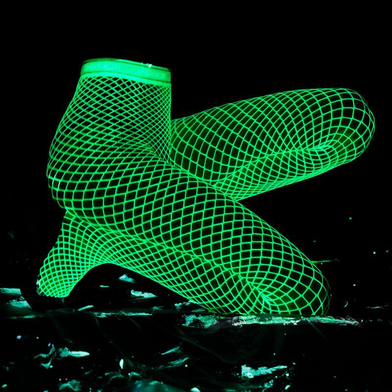 Glow in The Dark Fishnet Stockings | Luminous Glowing Fishnet Socks -  Luminous Stockings Tights High Waist Pantyhose Shzons