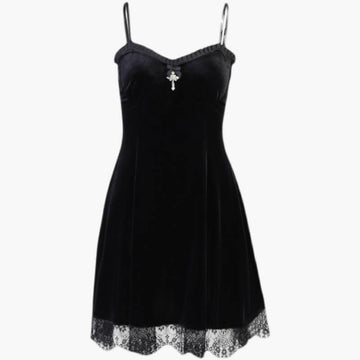 Gothcore Black Velvet Dress