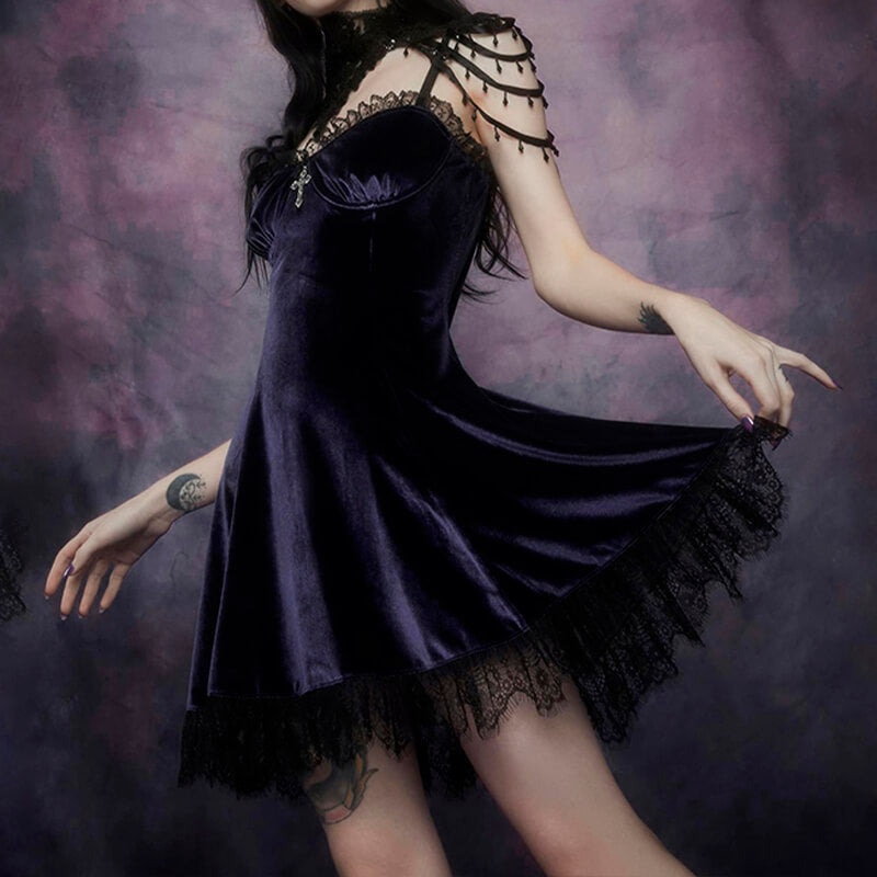 Gothcore Black Velvet Dress