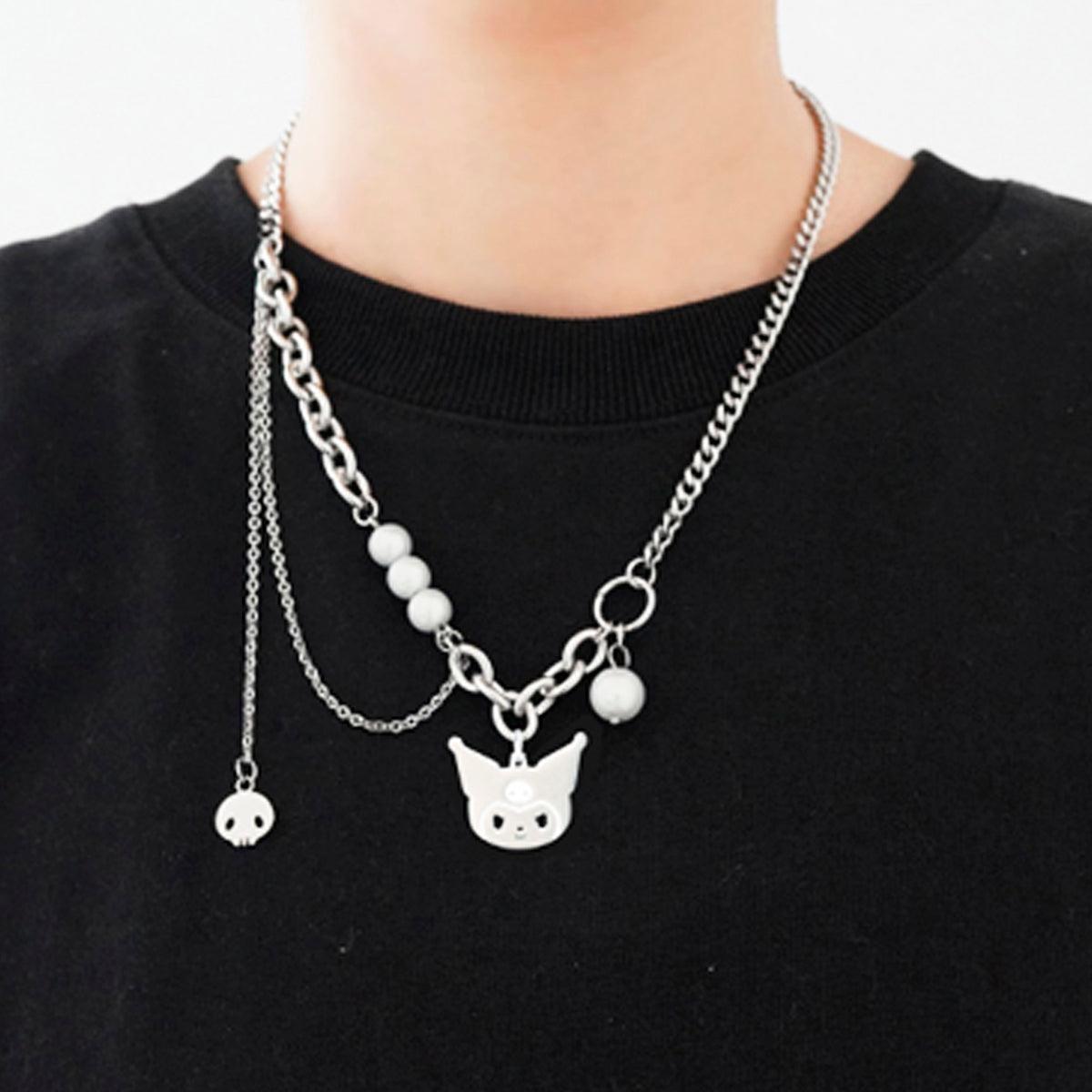 Grunge Kuromi Chain Necklace - Aesthetic Clothes Shop