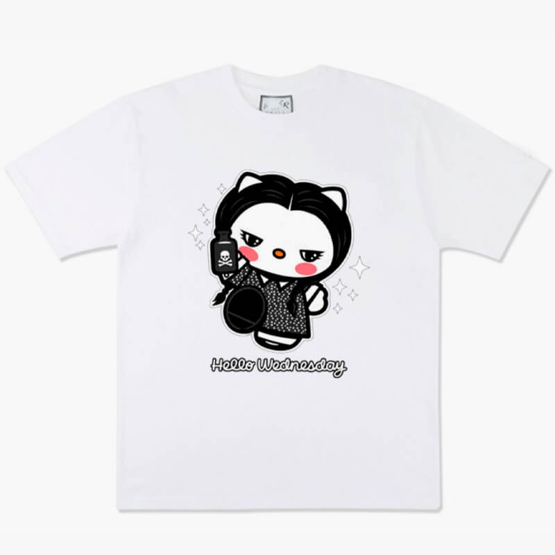 Hello Kitty Wednesday Addams T-Shirt Funny Aesthetic