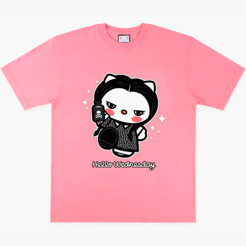 Aesthetic Clothes Shop Hello Kitty Wednesday Addams T-Shirt Funny Aesthetic - AC XL / Light Pink