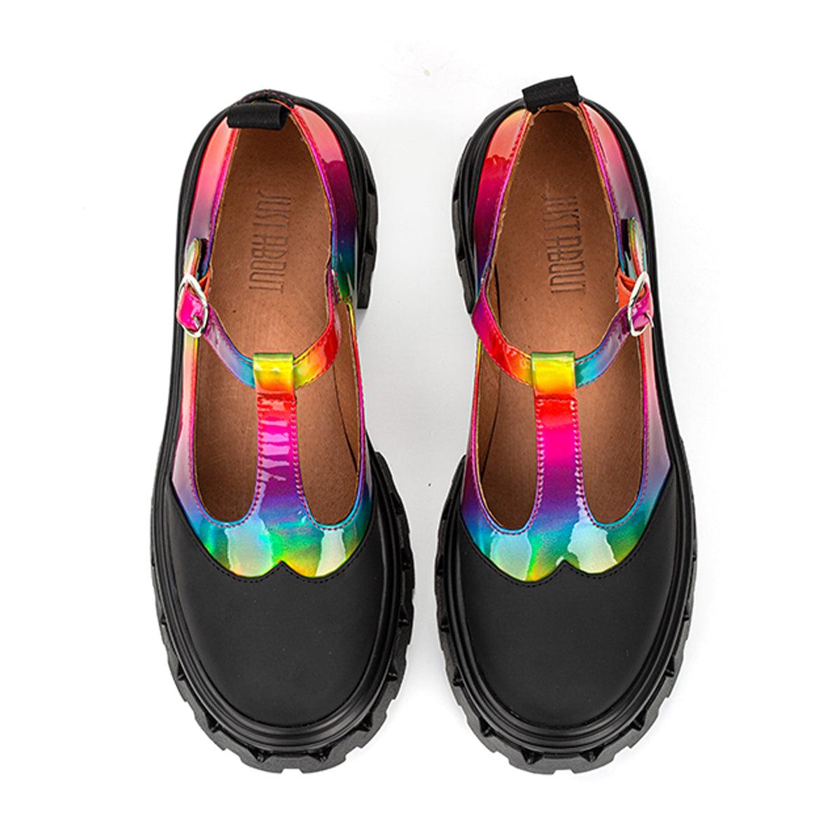 Holo Rainbow Platform Shoes Kidcore Aesthetic - Aesthetic Clothes Shop