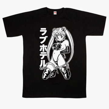 HVY BLK Lustcore Aesthetic Dark Sailor Moon Sexy T-Shirt