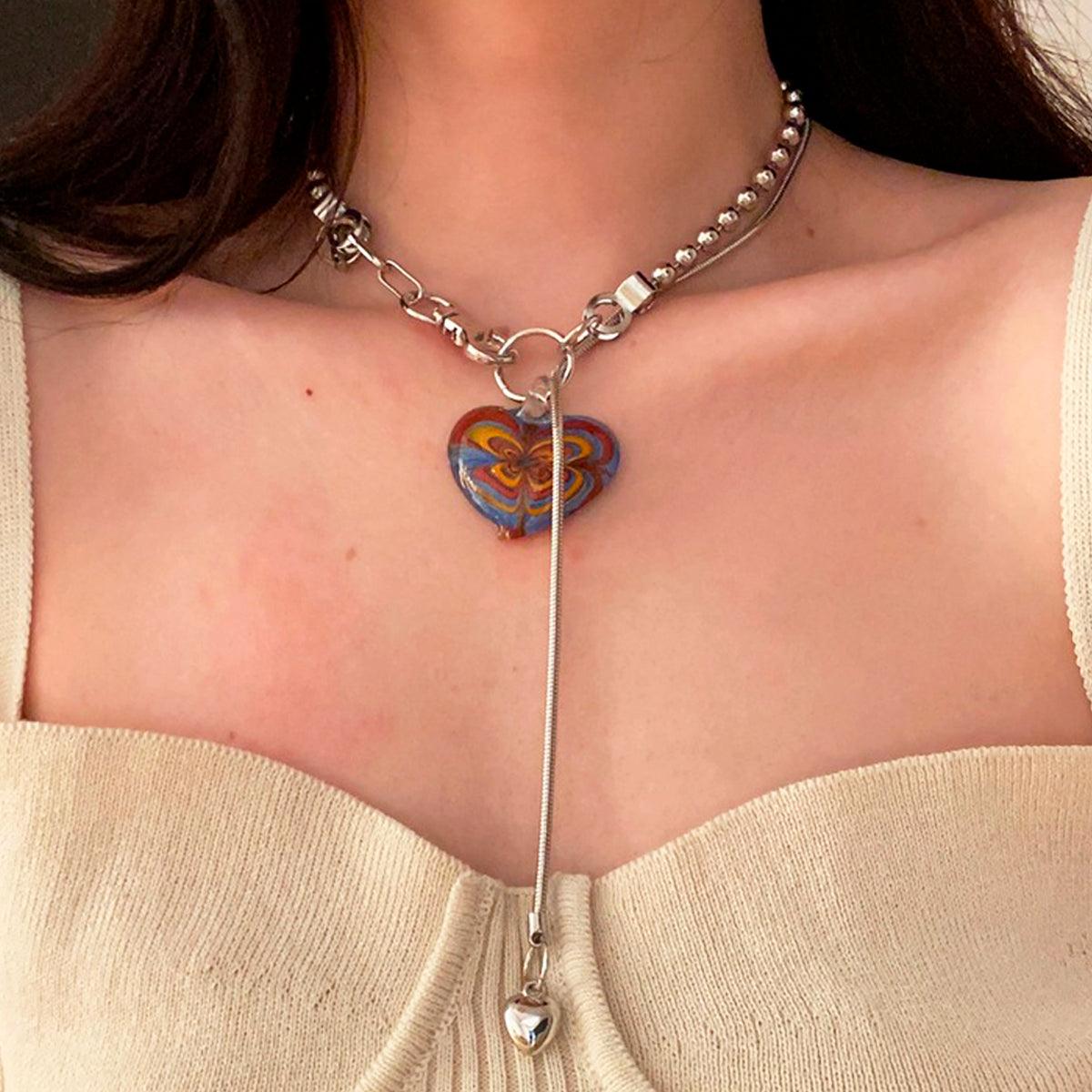 Indie Heart Chain Necklace - Aesthetic Clothes Shop