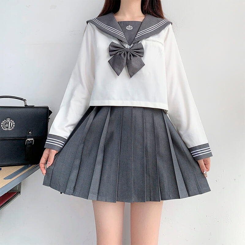 Japanese School Girl Gray Plaid Skirt