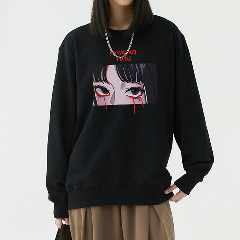 Junji Ito Tomie Bleeding Eyes Sweatshirt Aesthetic Shop