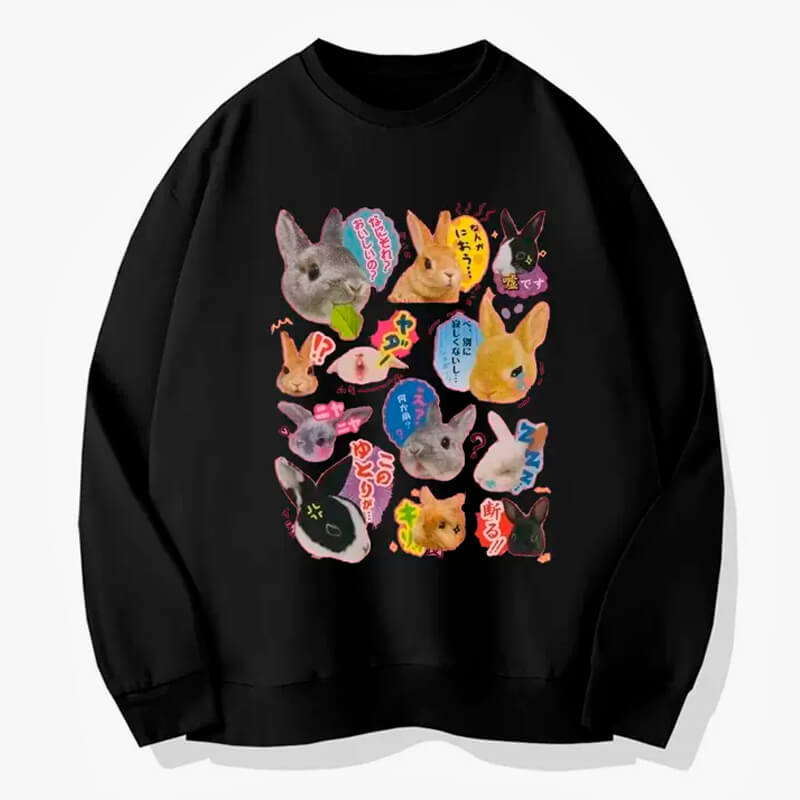 Kawaii Aesthetic Rabbits Collage Sweatshirt - Aesthetic Shop