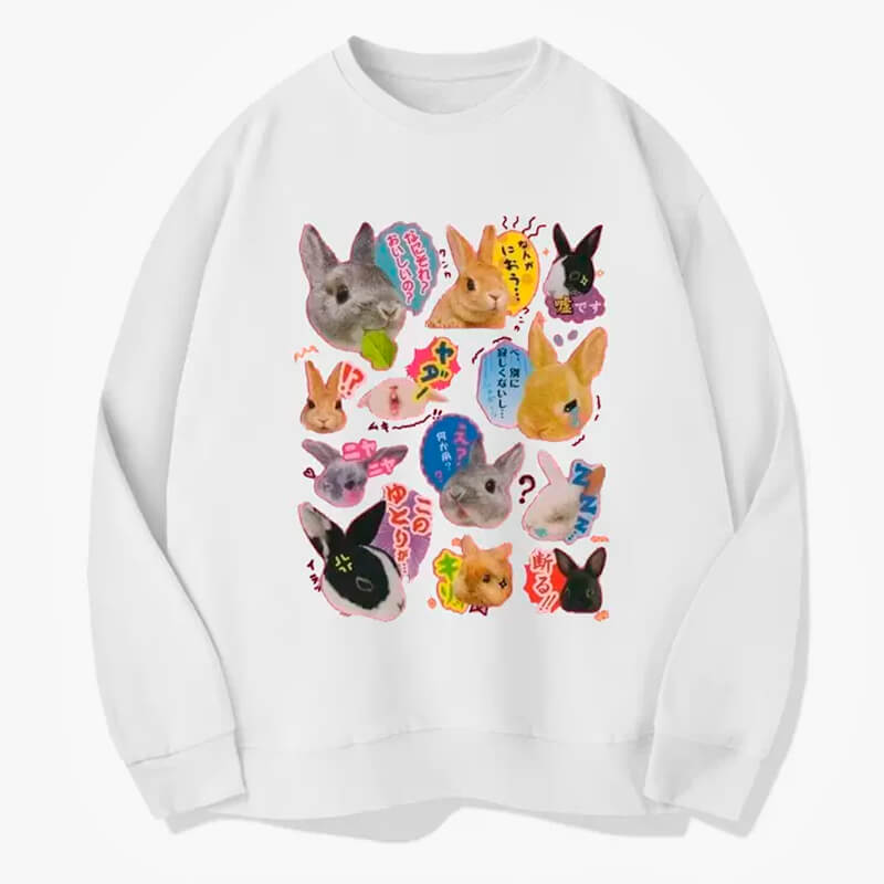 Kawaii Aesthetic Rabbits Collage Sweatshirt