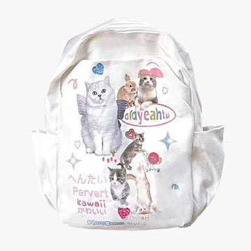 Kawaii Cats Backpack Weirdcore Aesthetic - Aesthetic Clothes Shop