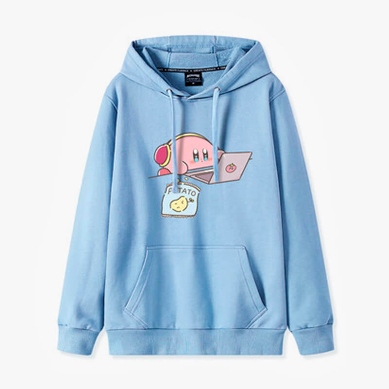 Kawaii Kirby With Laptop and Chips Hoodie