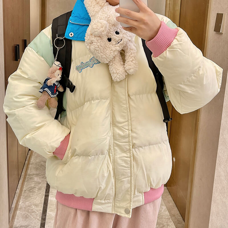 Kidcore Aesthetic Puffer Coat Cream Beige Pastel Colors AC