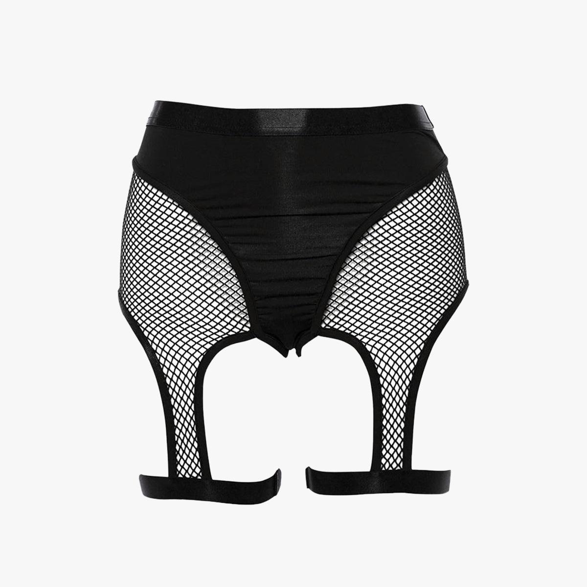 Leg Straps Mesh Panties Black Grunge - Aesthetic Clothes Shop