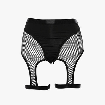Leg Straps Mesh Panties Black Grunge - Aesthetic Clothes Shop