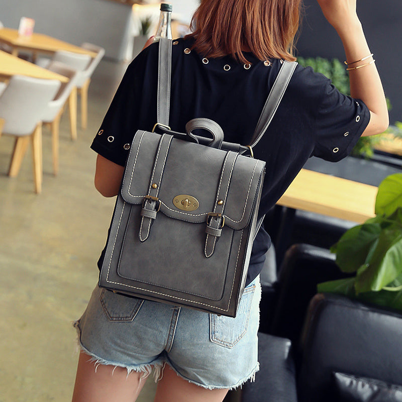 Light Academia College Style Backpack Eco Leather
