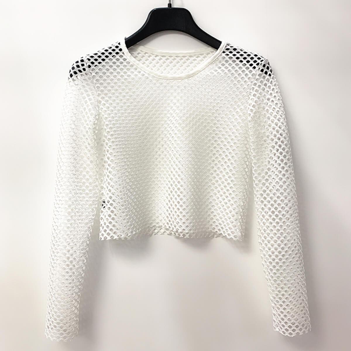 Long Sleeve Neon Fishnet Top - Aesthetic Clothes Shop