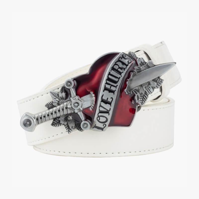 Love Hurts Belt Sword and Heart Buckle Aesthetic Shop