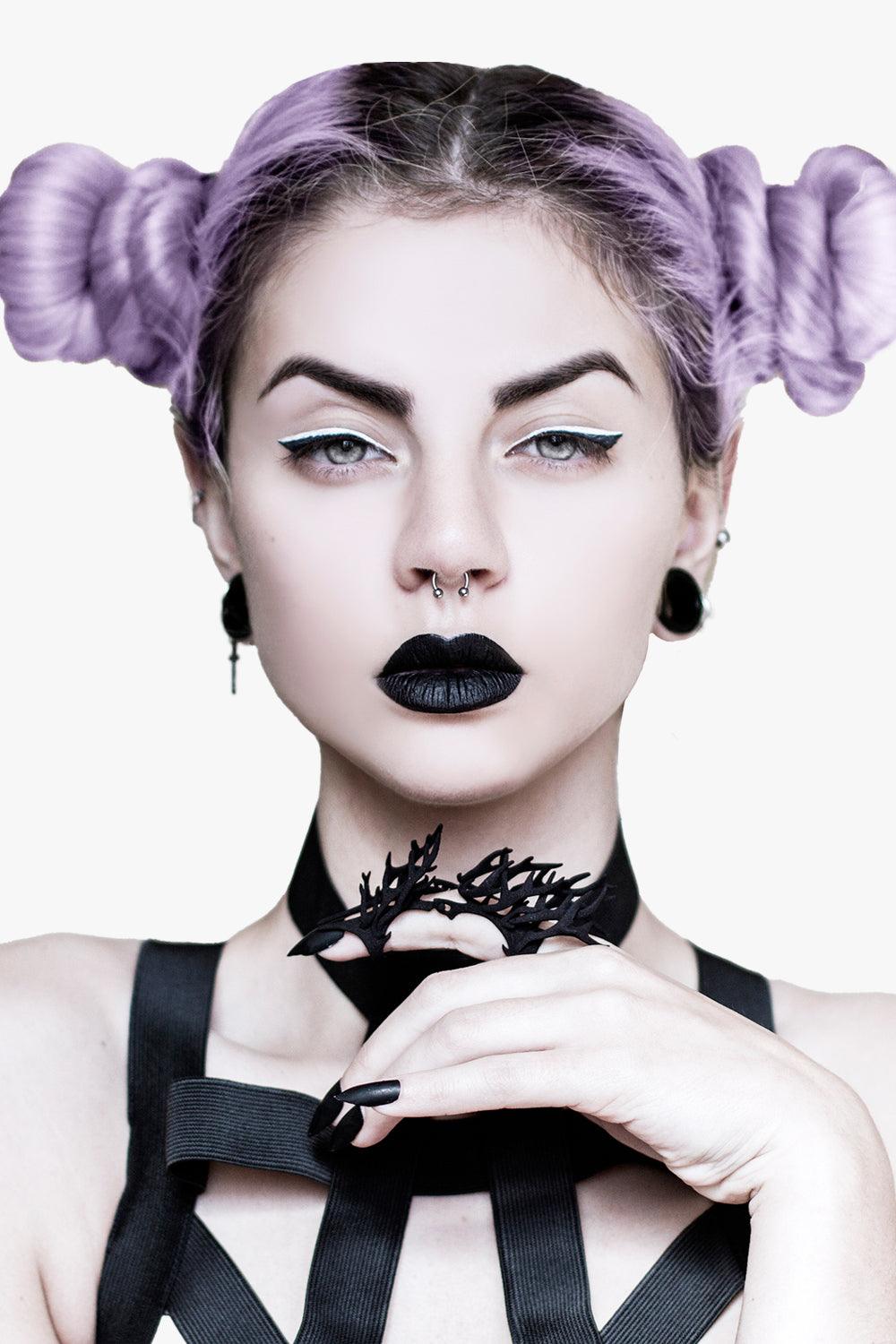 Matte Black Goth Lipstick Vampire Aesthetic - Aesthetic Clothes Shop