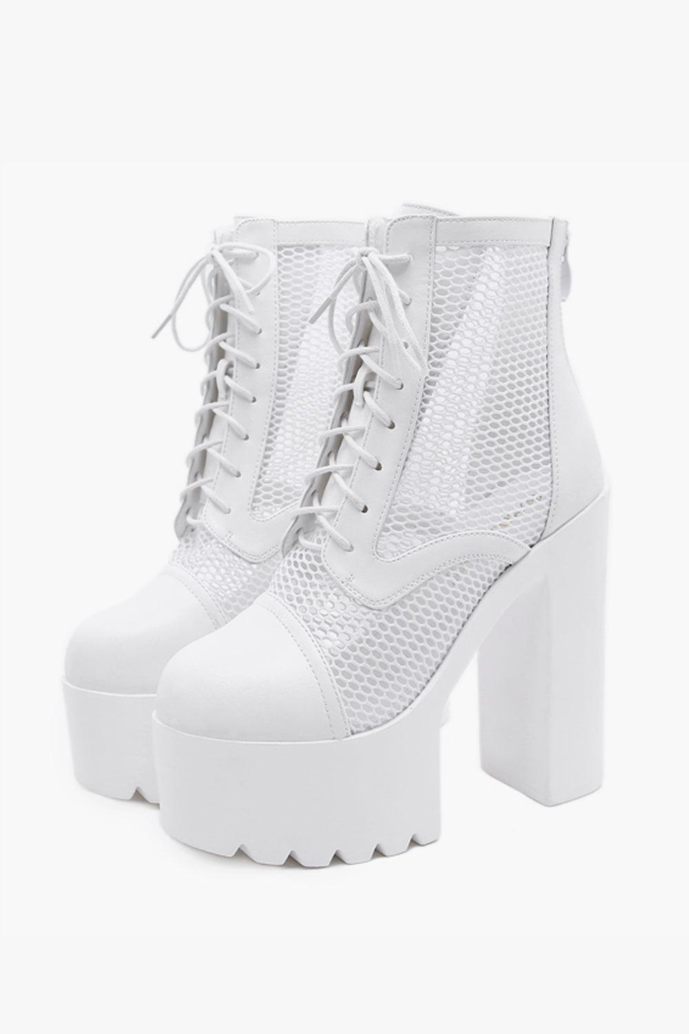 Mesh Laced Platform Shoes Grunge Aesthetic - Aesthetic Clothes Shop