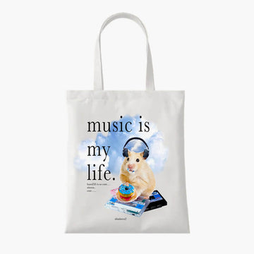 Music is My Life Hamster Tote Bag