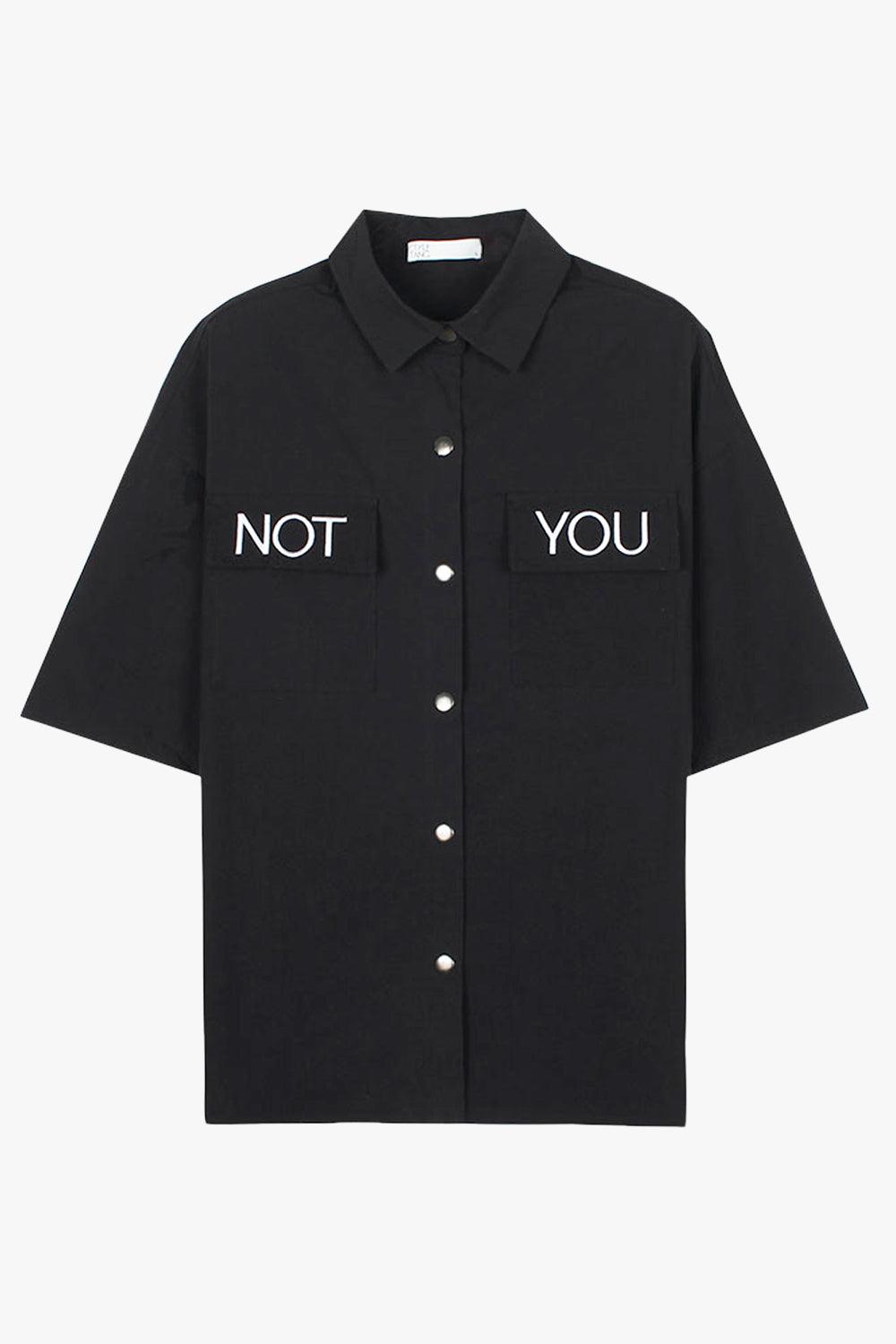 Not You Black Polo Shirt - Aesthetic Clothes Shop