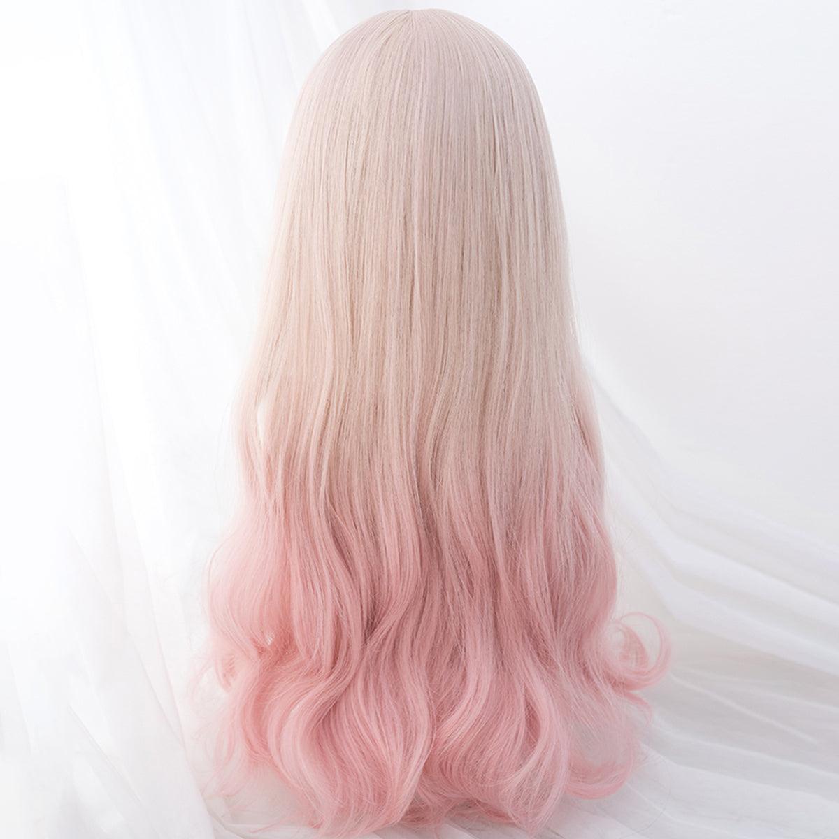 Pastel Pink Gradient Blonde Long Wig - Aesthetic Clothes Shop