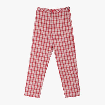 Peach Red Plaid High Waist Pants - Aesthetic Clothes Shop