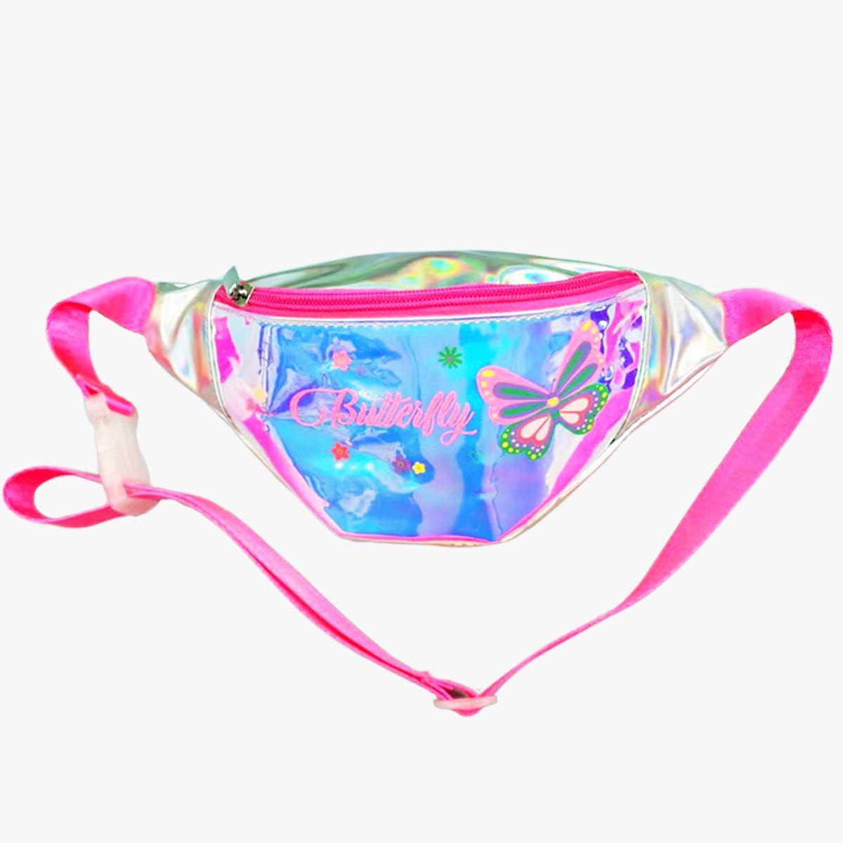 Pink Strap Butterfly Kidcore Waist Bag • Aesthetic Shop