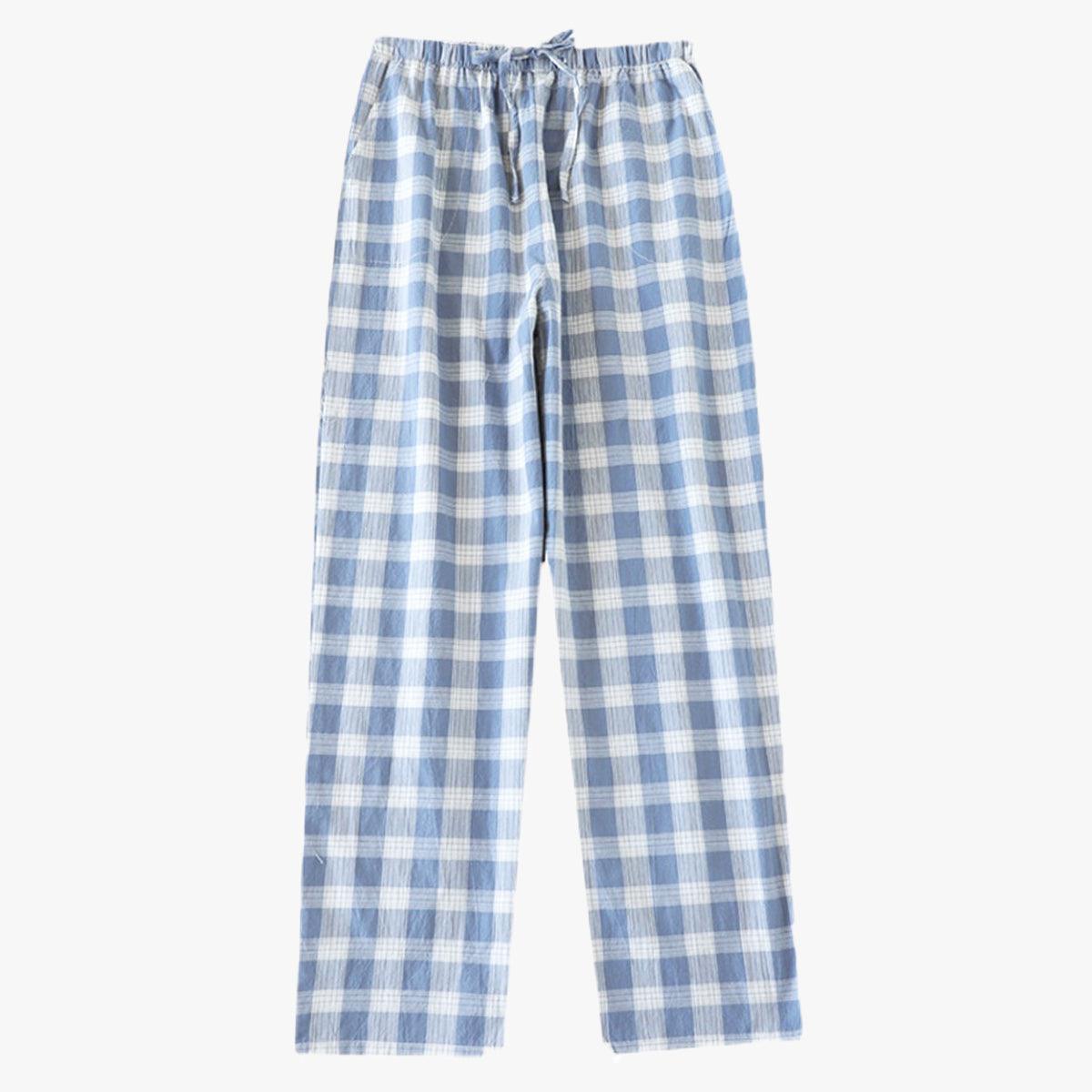 Blue pants with squares