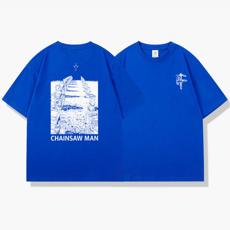 Praying Astronauts Chainsaw Man T-Shirt Blue