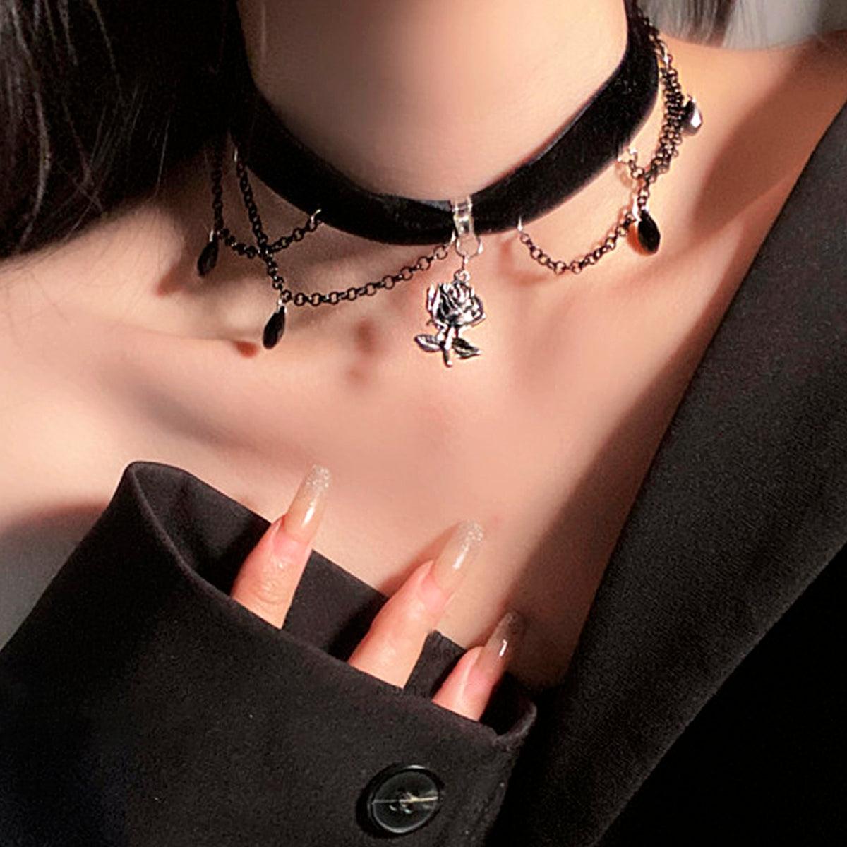 Sexy punk spiked Leather goth choker Necklace women Harajuku gothic metal  black necklace Choker collar jewelry