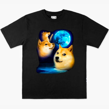 Shiba Inu Doge Bork at Moon T-Shirt Meme Aesthetic