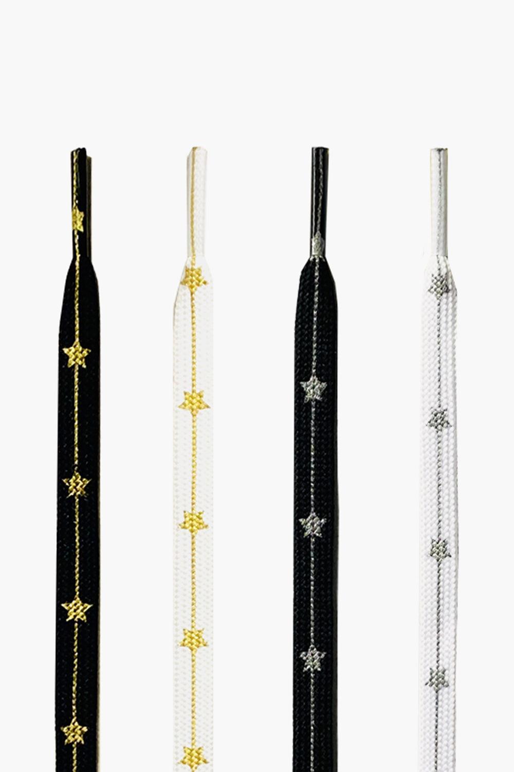 Silver and Gold Stars Shoelaces - Aesthetic Clothes Shop
