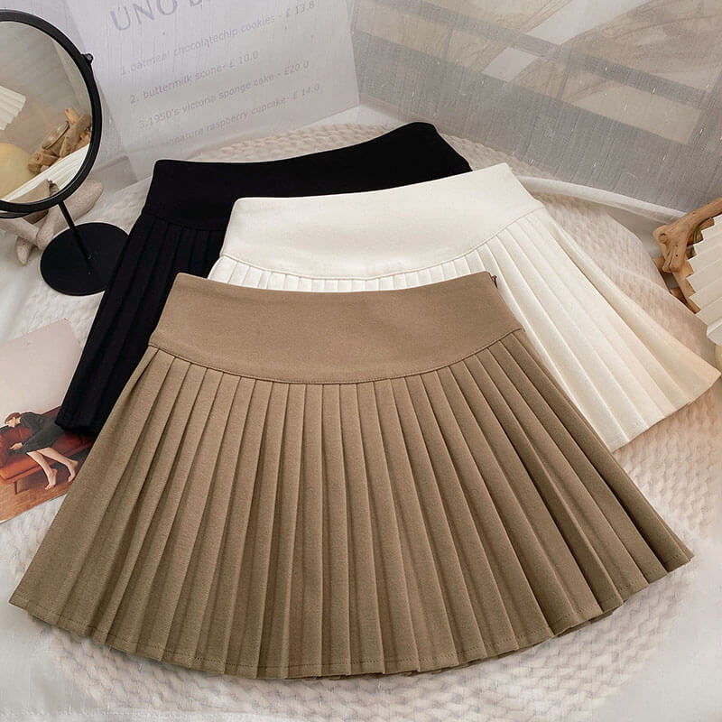 Small Folds Pleated Aesthetic Skirt - Aesthetic Clothes Shop