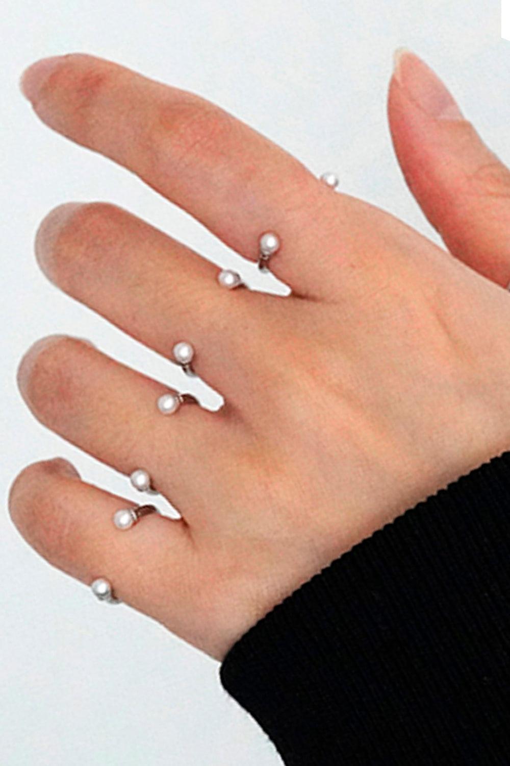Small Pearls U Shaped Open Ring - Aesthetic Clothes Shop