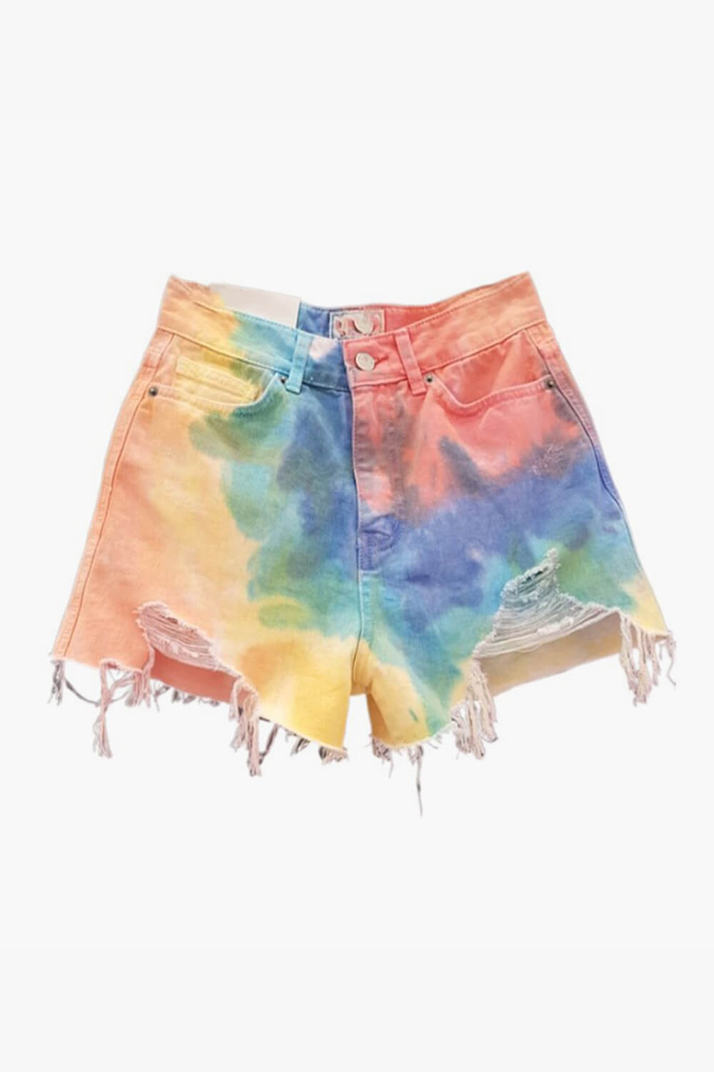 Summer Girl Aesthetic Rainbow Tie Dye Denim Shorts
