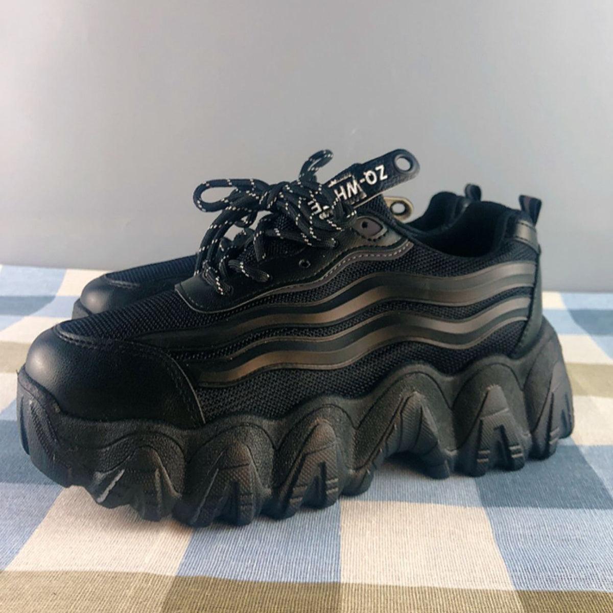 Thick Wave Platform Reflective Sneakers - Aesthetic Clothes Shop