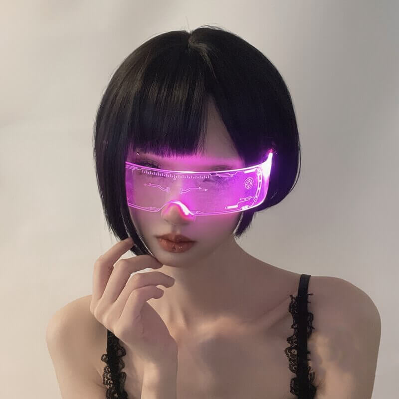 Transparent Cyberpunk Glasses Glowing Sci-Fi