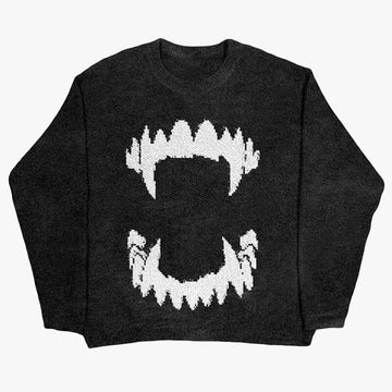 Vampire Teeth Sweater Oversized Horror Aesthetic