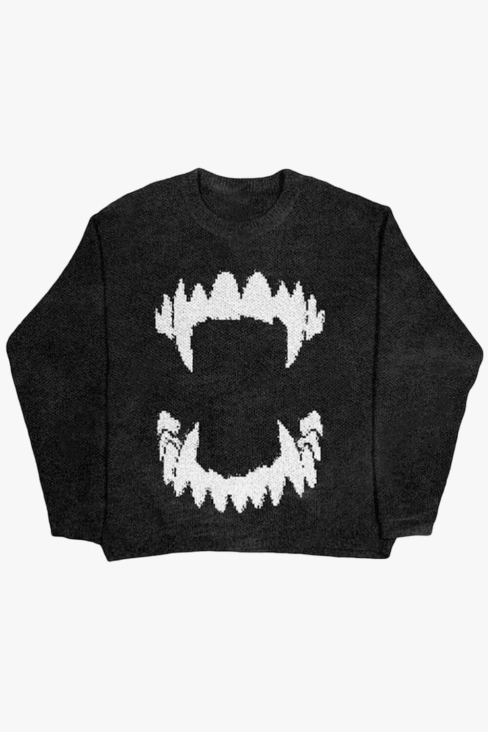 Vampire Teeth Sweater Oversized Horror Aesthetic