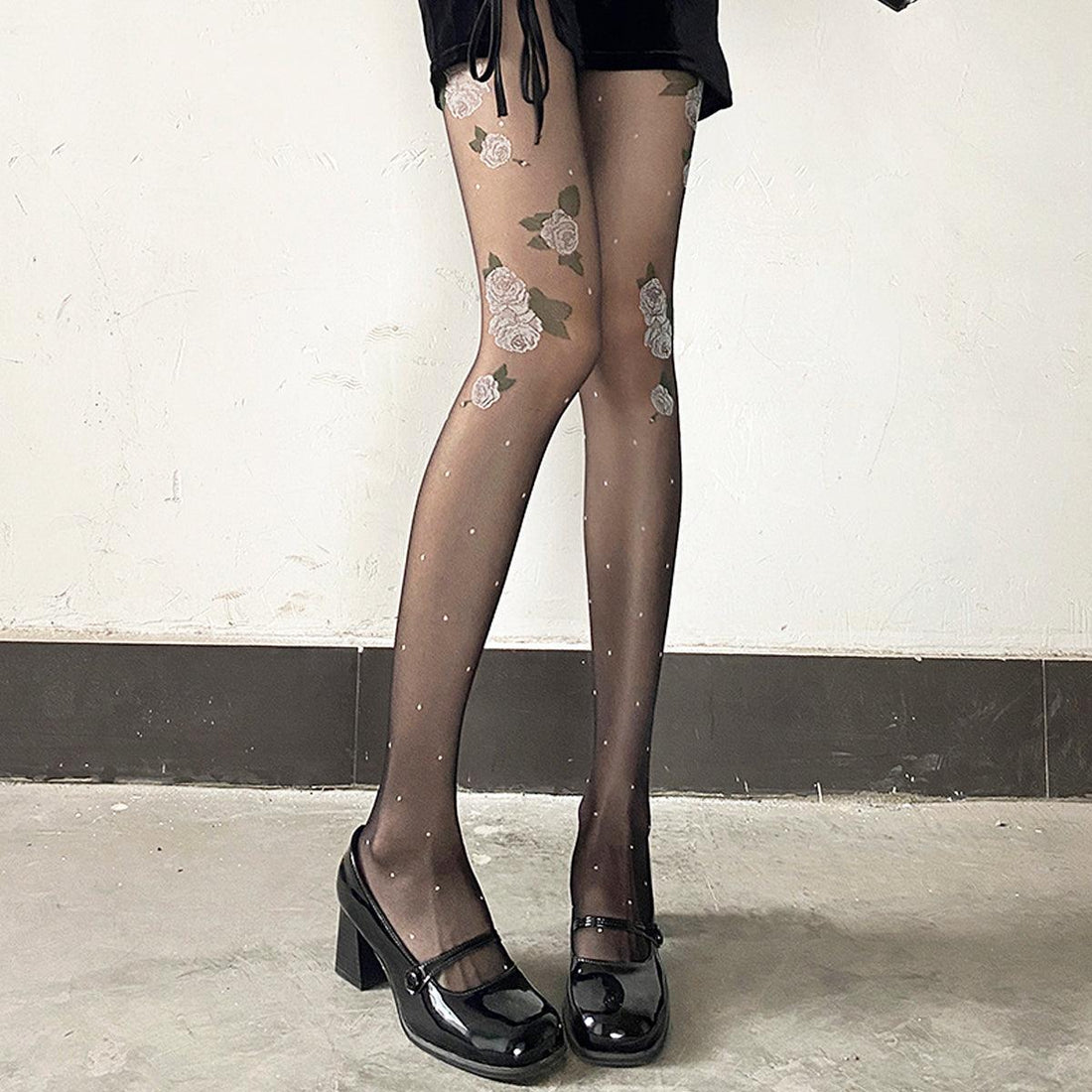 White Roses Thin Translucent Tights • Aesthetic Clothes